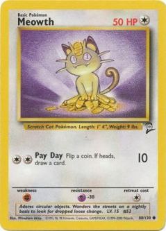 Pokemon Card - Base 2 Set 80/130 - MEOWTH (common)