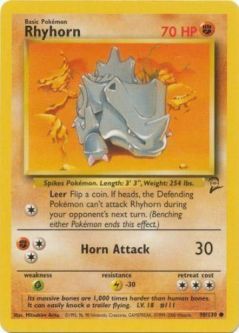 Pokemon Card - Base 2 Set 90/130 - RHYHORN (common)