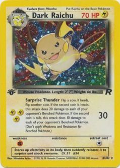 Pokemon Card - Team Rocket 83/82 - DARK RAICHU (holo-foil) *1st Edition*