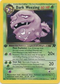 Pokemon Card - Team Rocket 31/82 - DARK WEEZING (rare) **1st Edition**