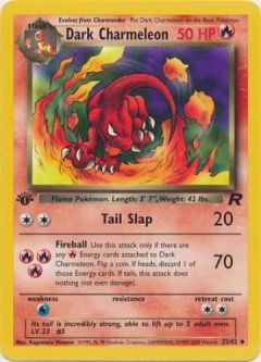 Pokemon Card - Team Rocket 32/82 - DARK CHARMELEON (uncommon) *1st Edition* *Played*