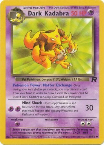 Pokemon Card - Team Rocket 39/82 - DARK KADABRA (uncommon)