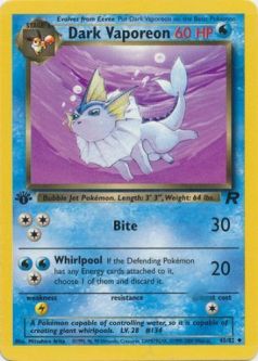 Pokemon Card - Team Rocket 45/82 - DARK VAPOREON (uncommon) **1st Edition**