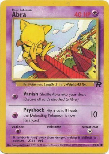Pokemon Card - Team Rocket 49/82 - ABRA (common): BBToyStore.com - Toys, Plush, Trading Cards, Action Figures & Games online retail store shop sale Pokemon Card - Team Rocket 49/82 - ABRA (common): BBToyStore.com - Toys, Plush, Trading Cards, Action Figures & Games online retail store shop sale