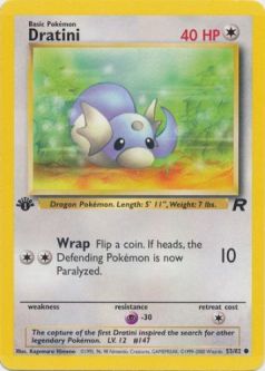 Pokemon Card - Team Rocket 53/82 - DRATINI (common) *1st Edition*