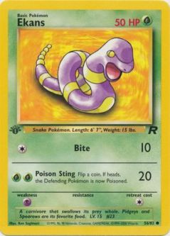 Pokemon Card - Team Rocket 56/82 - EKANS (common) **1st Edition**