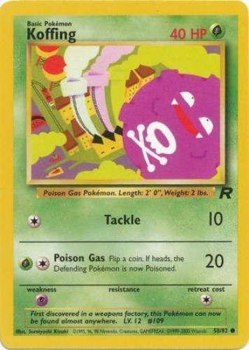 pokemon cards koffing Vintage Common - Koffing Team Rocket Non-Holo Pokemon Card 58/82 main image 1