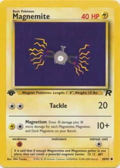 Pokemon Card - Team Rocket 60/82 - MAGNEMITE (common) **1st Edition**