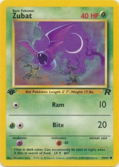 Pokemon Card - Team Rocket 70/82 - ZUBAT (common) *1st Edition*