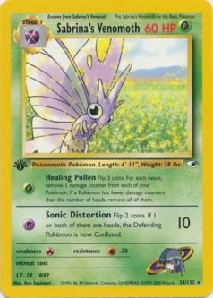 Pokemon Card - Gym Heroes 34/132 - SABRINA'S VENOMOTH (rare) **1st Edition**