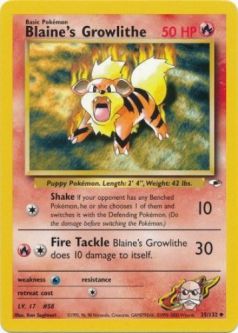 Pokemon Card - Gym Heroes 35/132 - BLAINE'S GROWLITHE (uncommon)