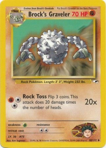 Pokemon Card - Gym Heroes 40/132 - BROCK'S GRAVELER (uncommon):  BBToyStore.com - Toys, Plush, Trading Cards, Action Figures & Games online  retail store shop sale