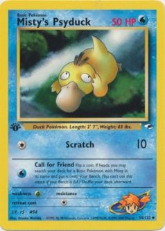 Pokemon Card - Gym Heroes 54/132 - MISTY'S PSYDUCK (uncommon) **1st Edition**