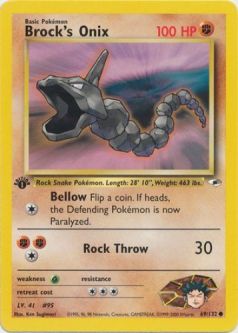 Pokemon Card - Gym Heroes 69/132 - BROCK'S ONIX (common) **1st Edition**