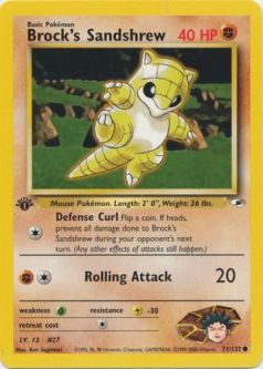 Pokemon Card - Gym Heroes 71/132 - BROCK'S SANDSHREW (common) **1st Edition**