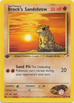 Pokemon Card - Gym Heroes 72/132 - BROCK'S SANDSHREW (common) **1st Edition**