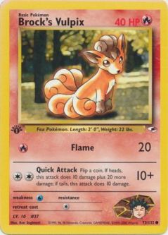 Pokemon Card - Gym Heroes 73/132 - BROCK'S VULPIX (common) **1st Edition**