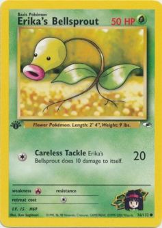 Pokemon Card - Gym Heroes 76/132 - ERIKA'S BELLSPROUT (common) **1st Edition**