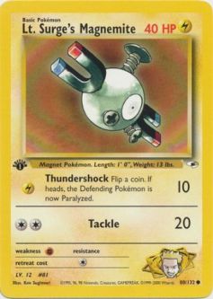 Pokemon Card - Gym Heroes 80/132 - LT. SURGE'S MAGNEMITE (common) **1st Edition**