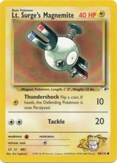Pokemon Card - Gym Heroes 80/132 - LT. SURGE'S MAGNEMITE (common)