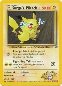 Pokemon Card - Gym Heroes 81/132 - LT. SURGE'S PIKACHU (common)