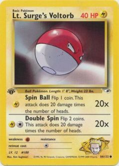 Pokemon Card - Gym Heroes 84/132 - LT. SURGE'S VOLTORB (common) **1st Edition**