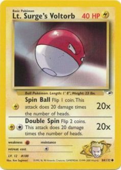 Pokemon Card - Gym Heroes 84/132 - LT. SURGE'S VOLTORB (common)
