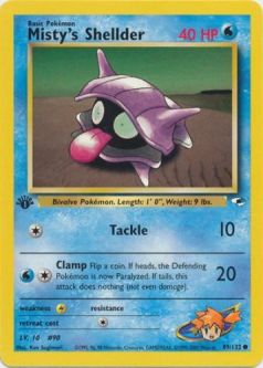 Pokemon Card - Gym Heroes 89/132 - MISTY'S SHELLDER (common) **1st Edition**