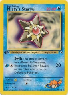 Pokemon Card - Gym Heroes 90/132 - MISTY'S STARYU (common) **1st Edition**