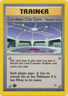 Pokemon Card - Gym Heroes 108/132 - CERULEAN CITY GYM (uncommon) **1st Edition**