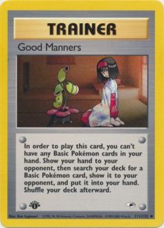 Pokemon Card - Gym Heroes 111/132 - GOOD MANNERS (uncommon) *1st Edition*