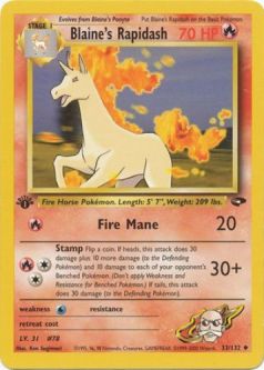 Pokemon Card - Gym Challenge 33/132 - BLAINE'S RAPIDASH (uncommon) **1st Edition**