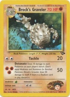 Pokemon Card - Gym Challenge 34/132 - BROCK'S GRAVELER (uncommon)