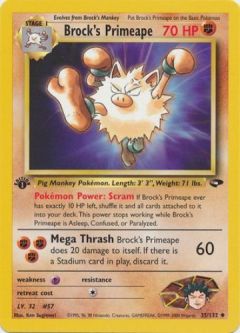 Pokemon Card - Gym Challenge 35/132 - BROCK'S PRIMEAPE (uncommon) **1st Edition**