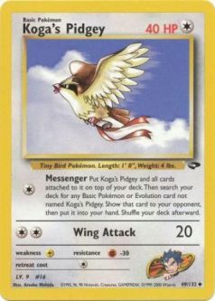 Pokemon Card - Gym Challenge 49/132 - KOGA'S PIDGEY (uncommon)