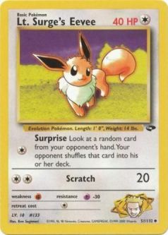 Pokemon Card - Gym Challenge 51/132 - LT. SURGE'S EEVEE (uncommon)