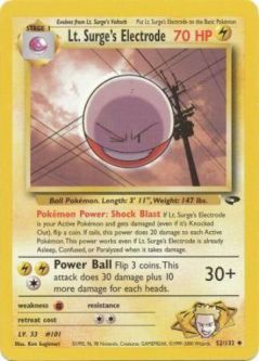 Pokemon Card - Gym Challenge 52/132 - LT. SURGE'S ELECTRODE (uncommon)