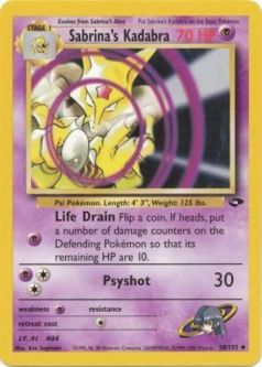 Pokemon Card - Gym Challenge 58/132 - SABRINA'S KADABRA (uncommon)