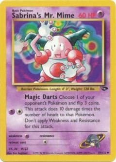 Pokemon Card - Gym Challenge 59/132 - SABRINA'S MR. MIME (uncommon)