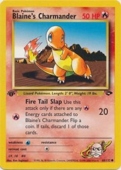 Pokemon Card - Gym Challenge 60/132 - BLAINE'S CHARMANDER (common) **1st Edition**