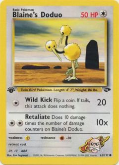 Pokemon Card - Gym Challenge 61/132 - BLAINE'S DODUO (common) **1st Edition**