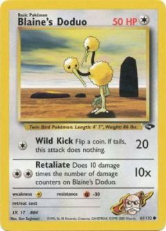 Pokemon Card - Gym Challenge 61/132 - BLAINE'S DODUO (common)