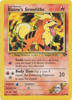 Pokemon Card - Gym Challenge 62/132 - BLAINE'S GROWLITHE (common)