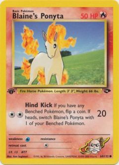 Pokemon Card - Gym Challenge 64/132 - BLAINE'S PONYTA (common) **1st Edition**