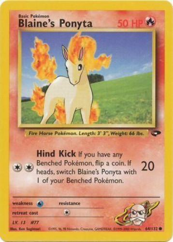 Pokemon Card - Gym Challenge 64/132 - BLAINE'S PONYTA (common):  BBToyStore.com - Toys, Plush, Trading Cards, Action Figures & Games online  retail store shop sale