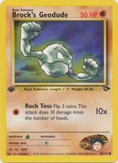 Pokemon Card - Gym Challenge 68/132 - BROCK'S GEODUDE (common) **1st Edition**