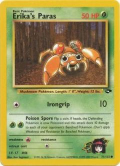 Pokemon Card - Gym Challenge 71/132 - ERIKA'S PARAS (common)