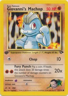 Pokemon Card - Gym Challenge 72/132 - GIOVANNI'S MACHOP (common) **1st Edition**