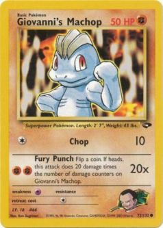 Pokemon Card - Gym Challenge 72/132 - GIOVANNI'S MACHOP (common)