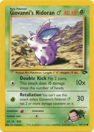 Pokemon Card - Gym Challenge 76/132 - GIOVANNI'S NIDORAN M (common) Pokemon Card - Gym Challenge 76/132 - GIOVANNI'S NIDORAN M (common)